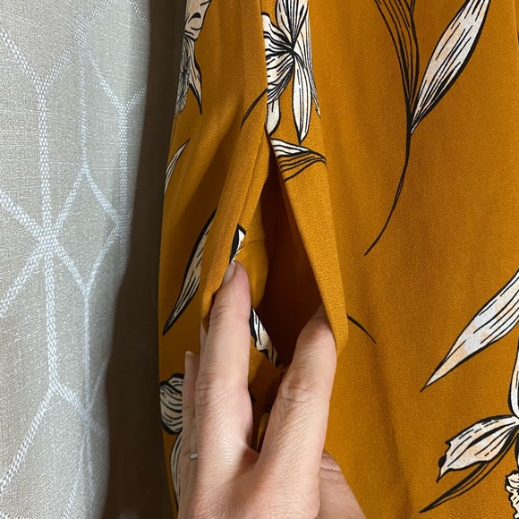 A New Day Floral Short Sleeve Shift Dress in Mustard Yellow - Picture 4 of 13